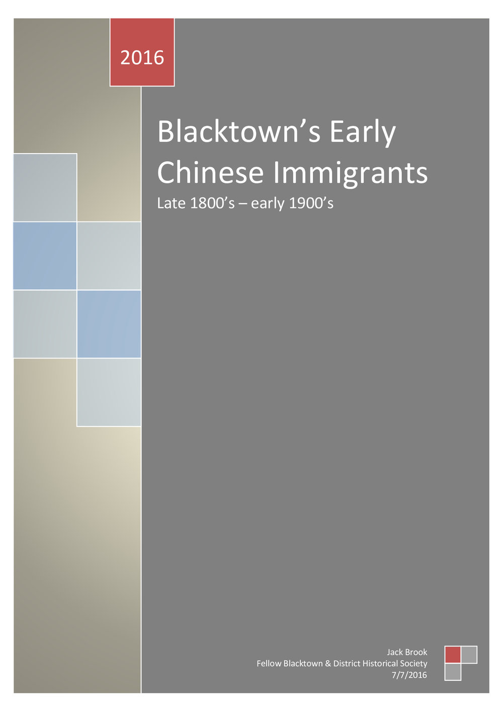 Blacktown Chinese Immigrants: Late 1800s - early 1900s, Jack Brook