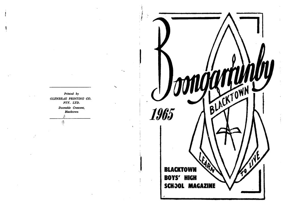 Boongarrunby Magazine, Blacktown Boys High School 1965