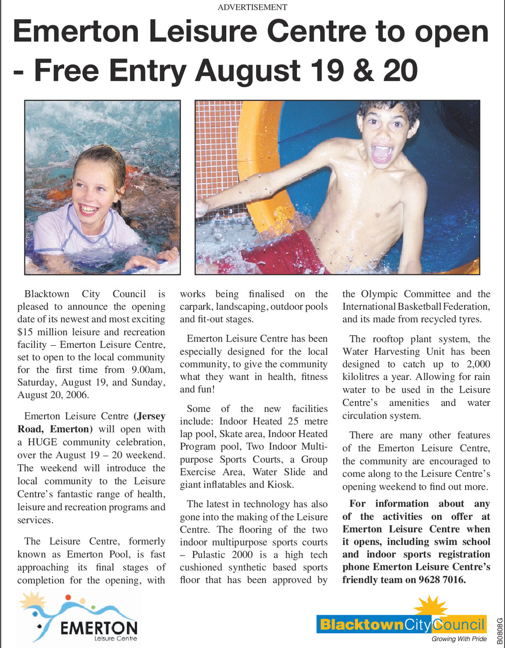 Emerton Leisure Centre Opening, 2006