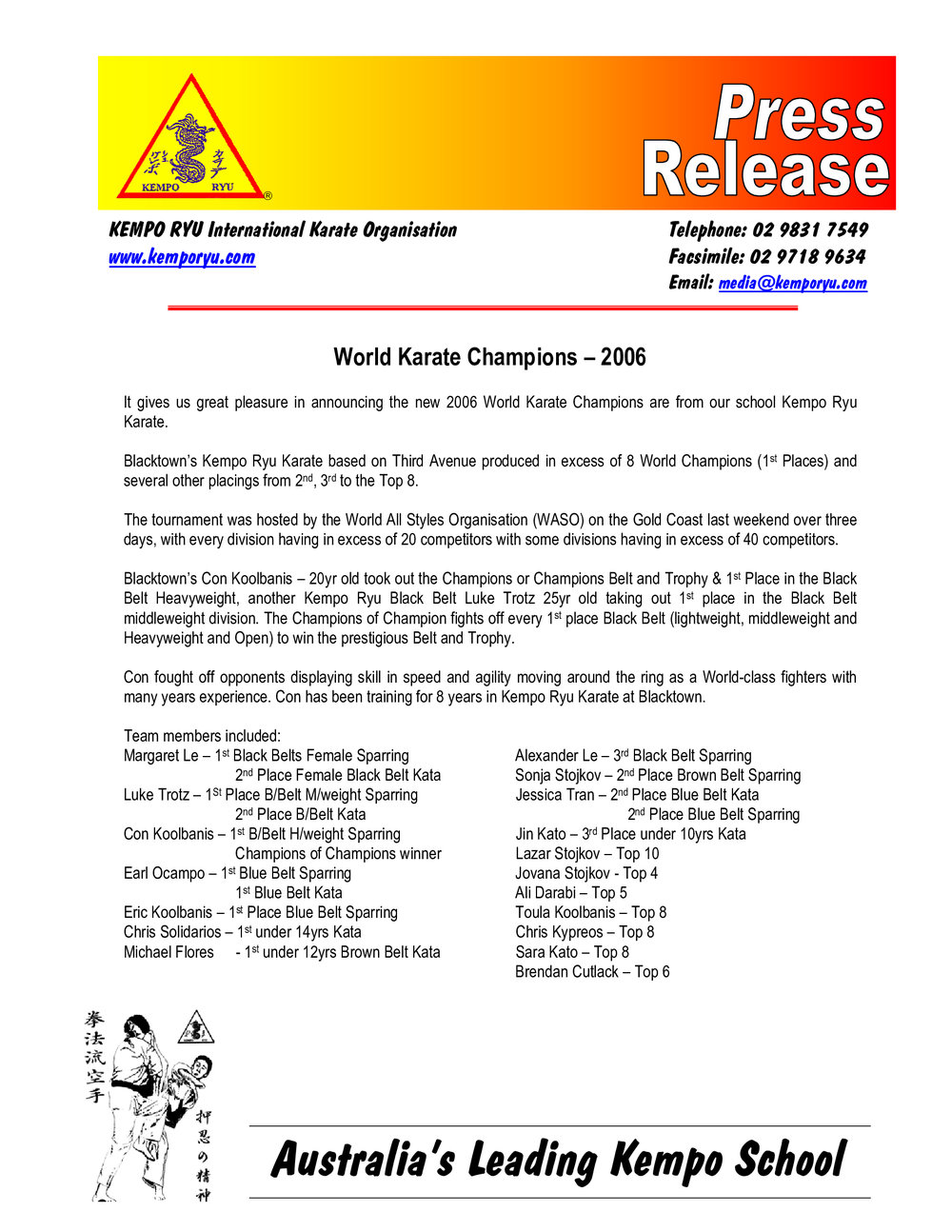 World Karate Champions, 2006