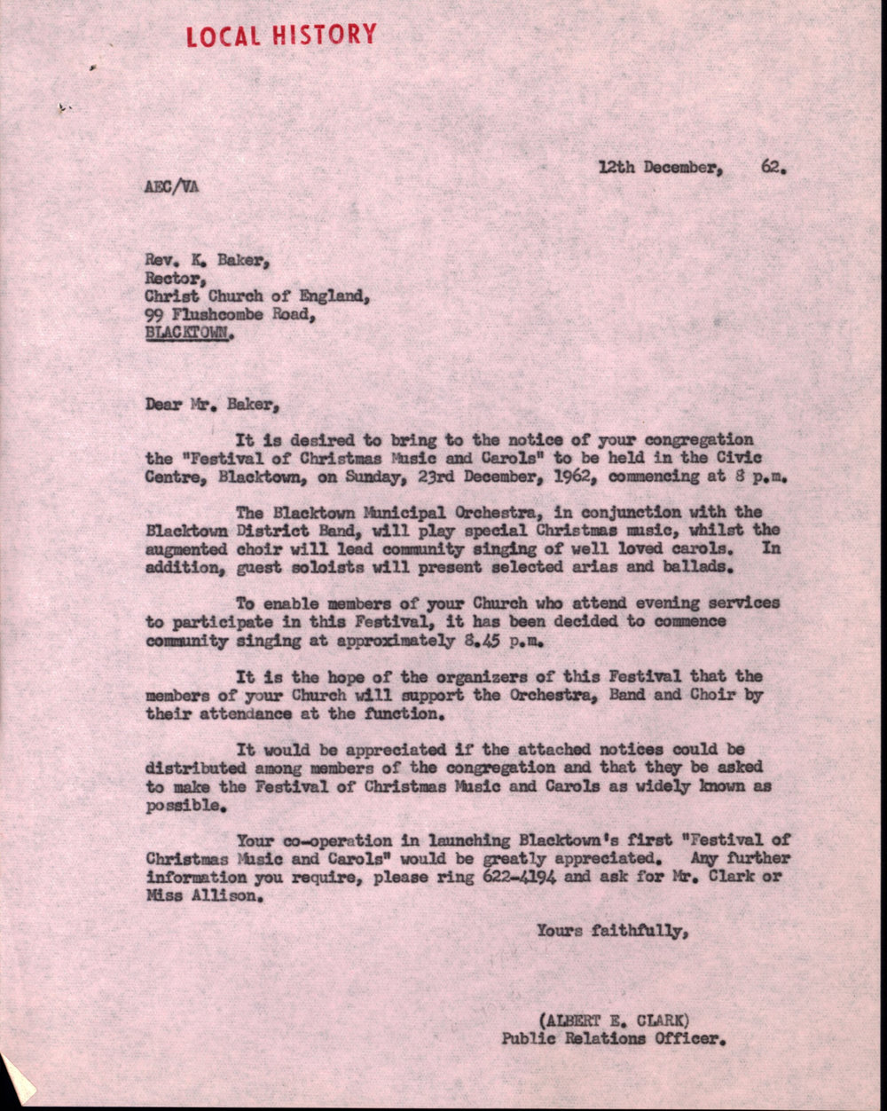 Festival of Christmas Music and Carols, 1962