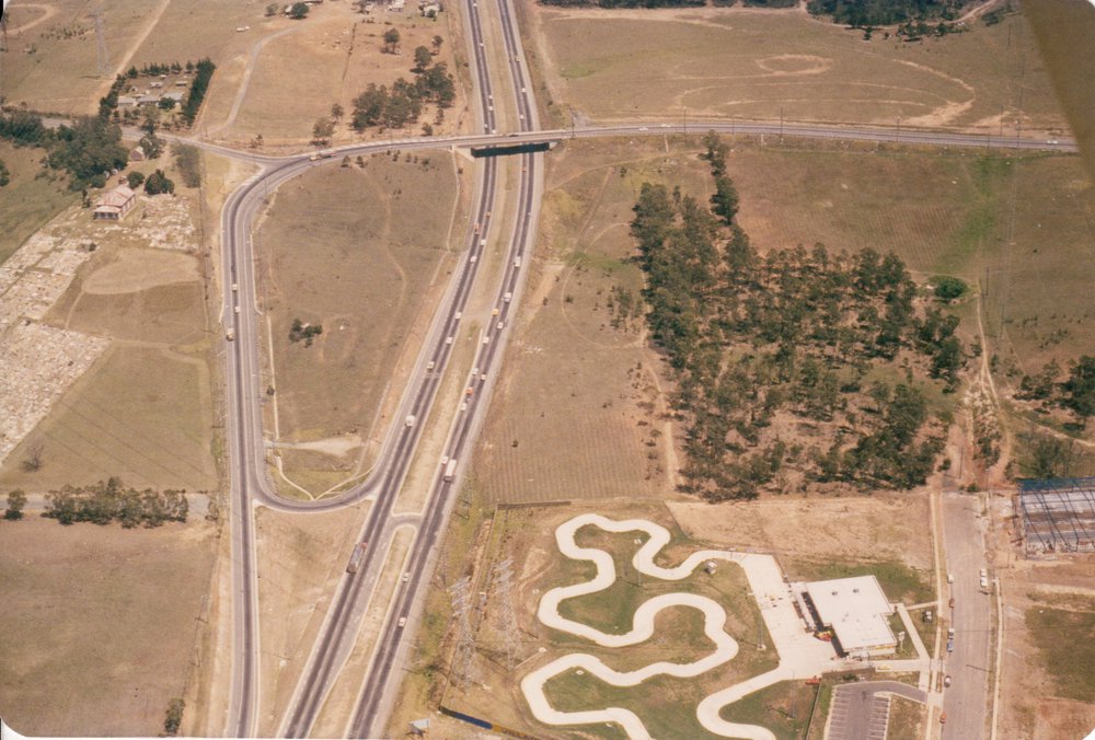 Aerial view of the Great Western Highway and Prospect Highway Overpass