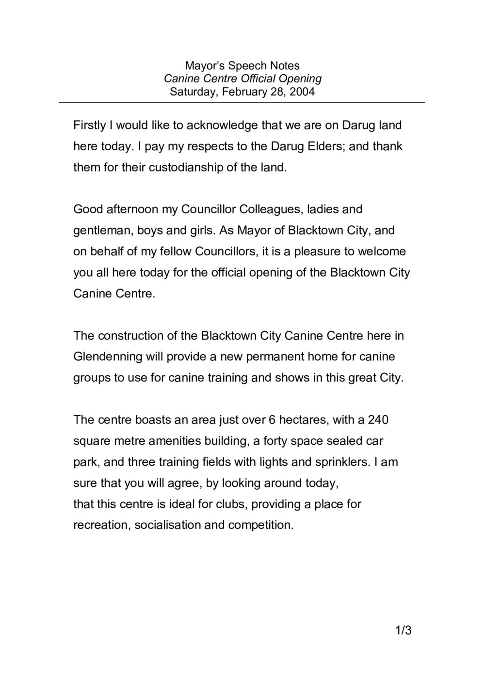 Blacktown City Canine Centre opening, Glendenning, 2004