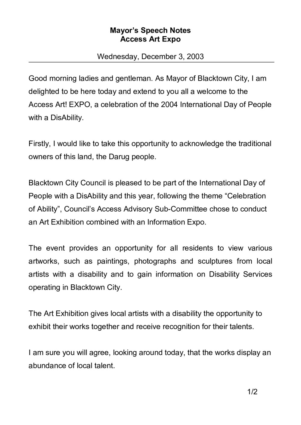 Access Art! Expo, 2003