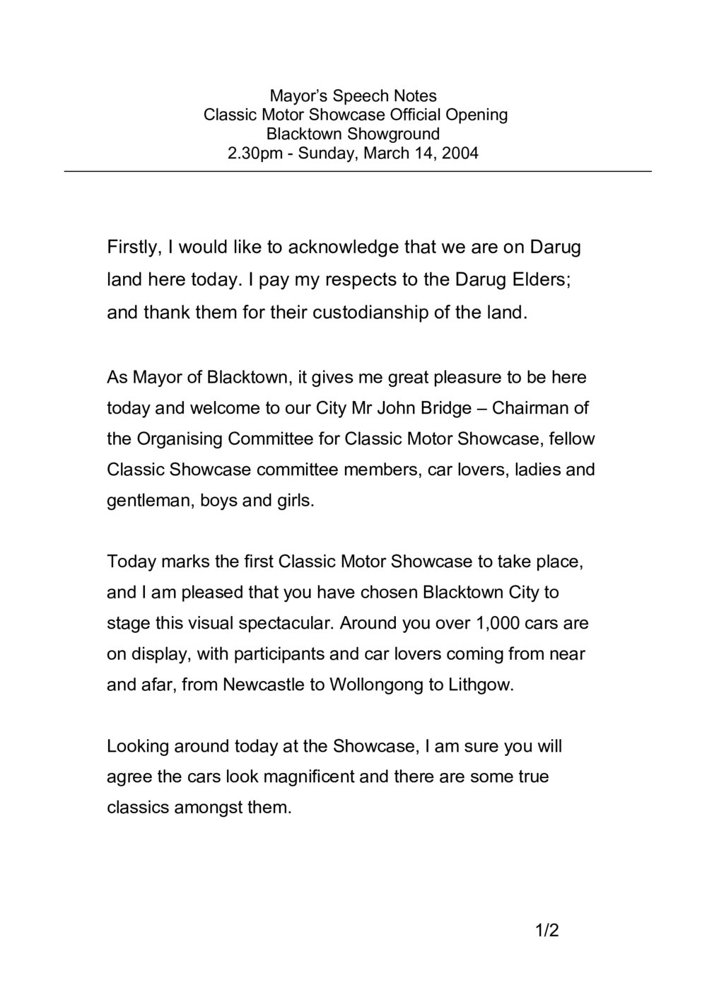 Classic Motor Showcase Official Opening, 2004