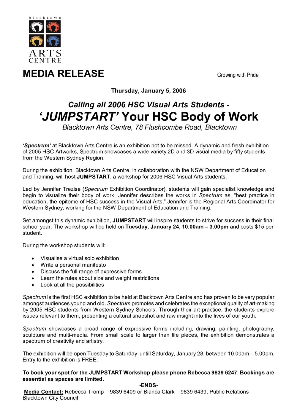 'Jumpstart' Your HSC Body of Work, 2006