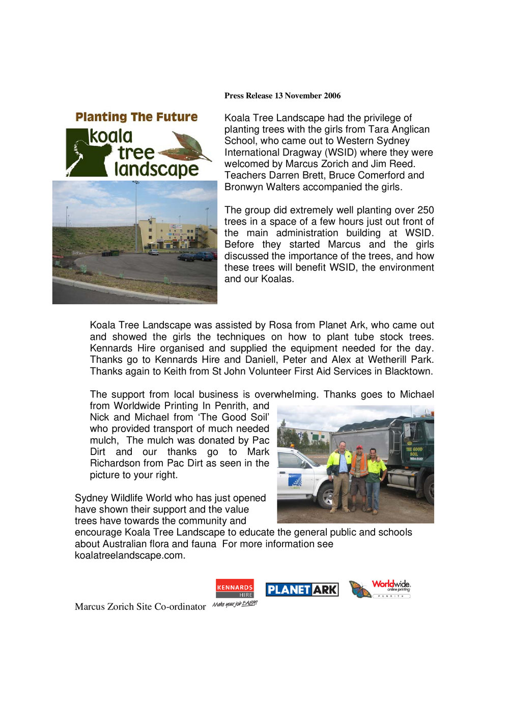 Koala Tree Landscape tree planting, 2006