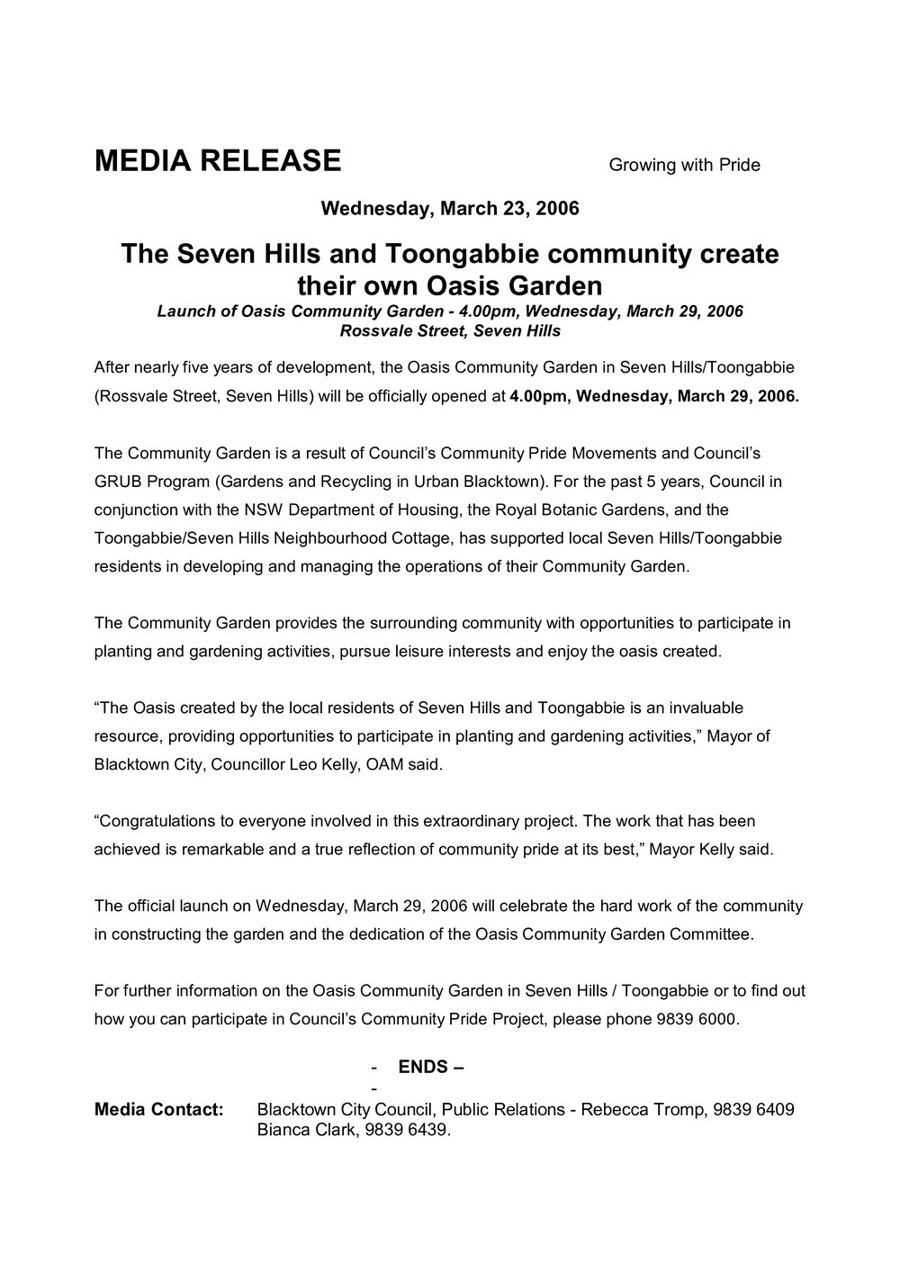 Seven Hills and Toongabbie Oasis Community Garden, 2006