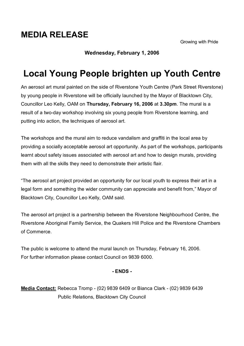 Riverstone Mural Art Project, 2006