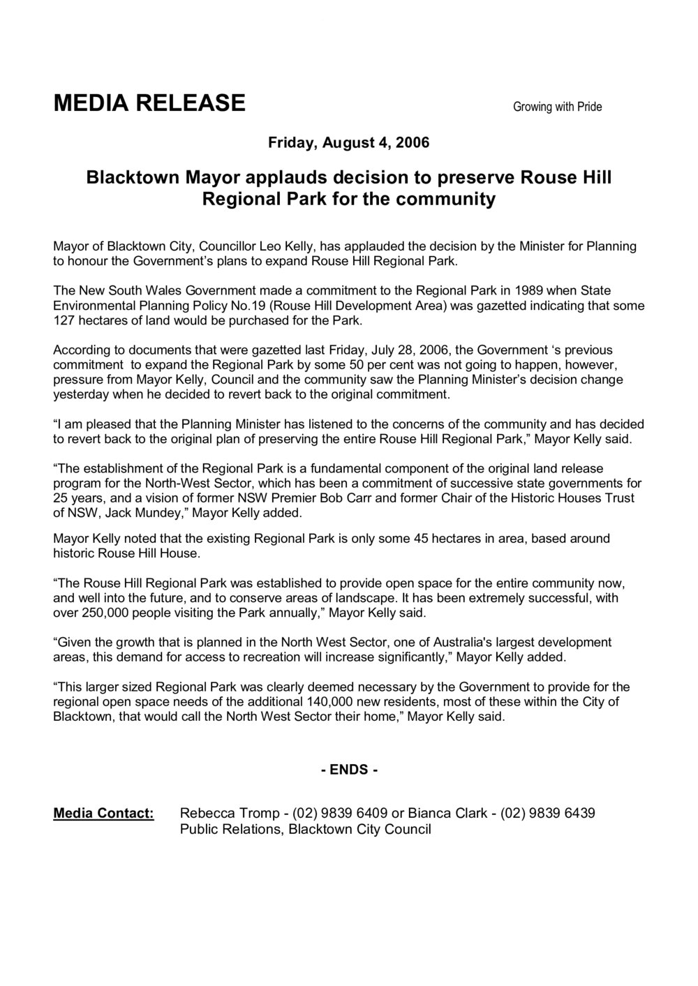 Rouse Hill Regional Park, 2006