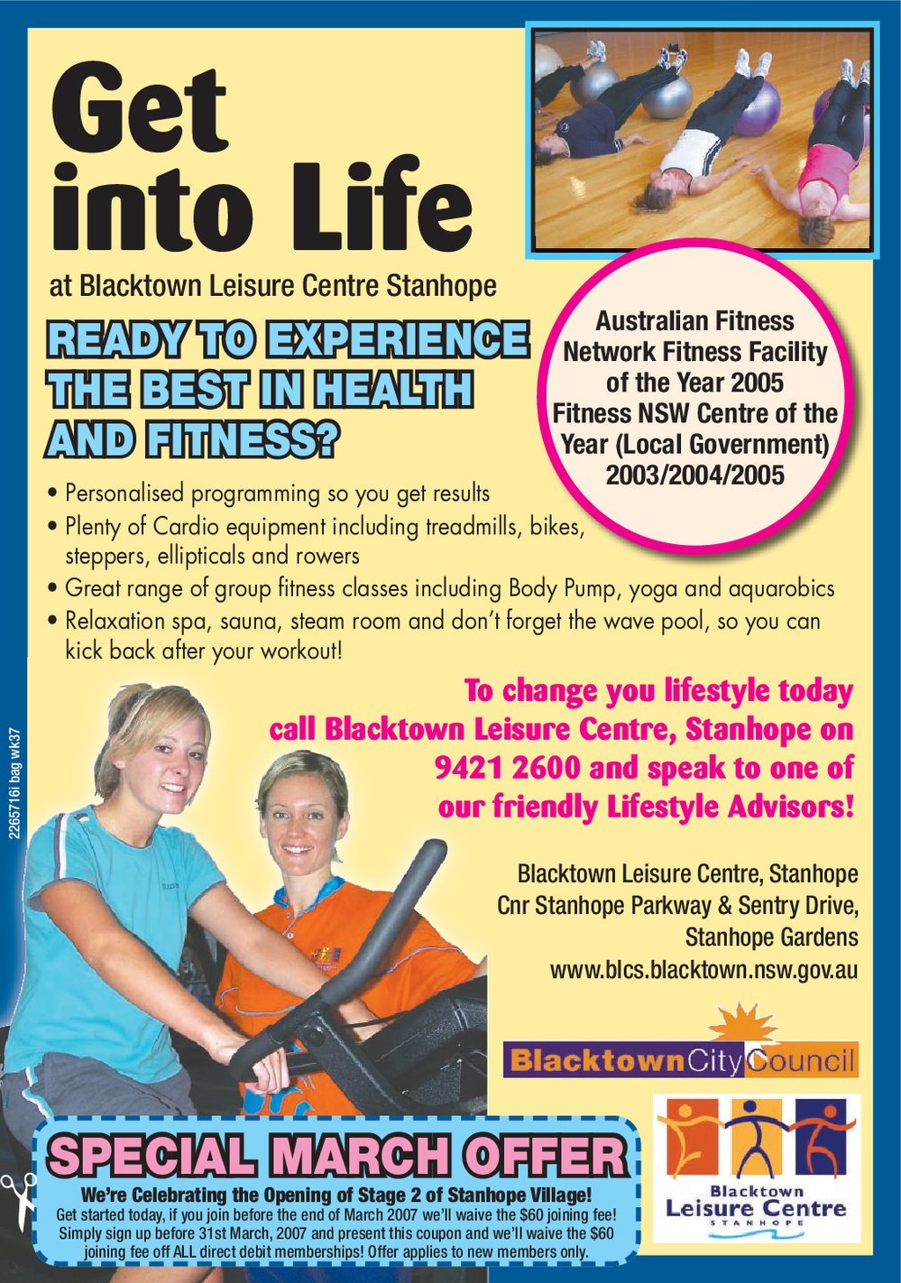 Blacktown Leisure Centre, Stanhope "Get into Life", 2007