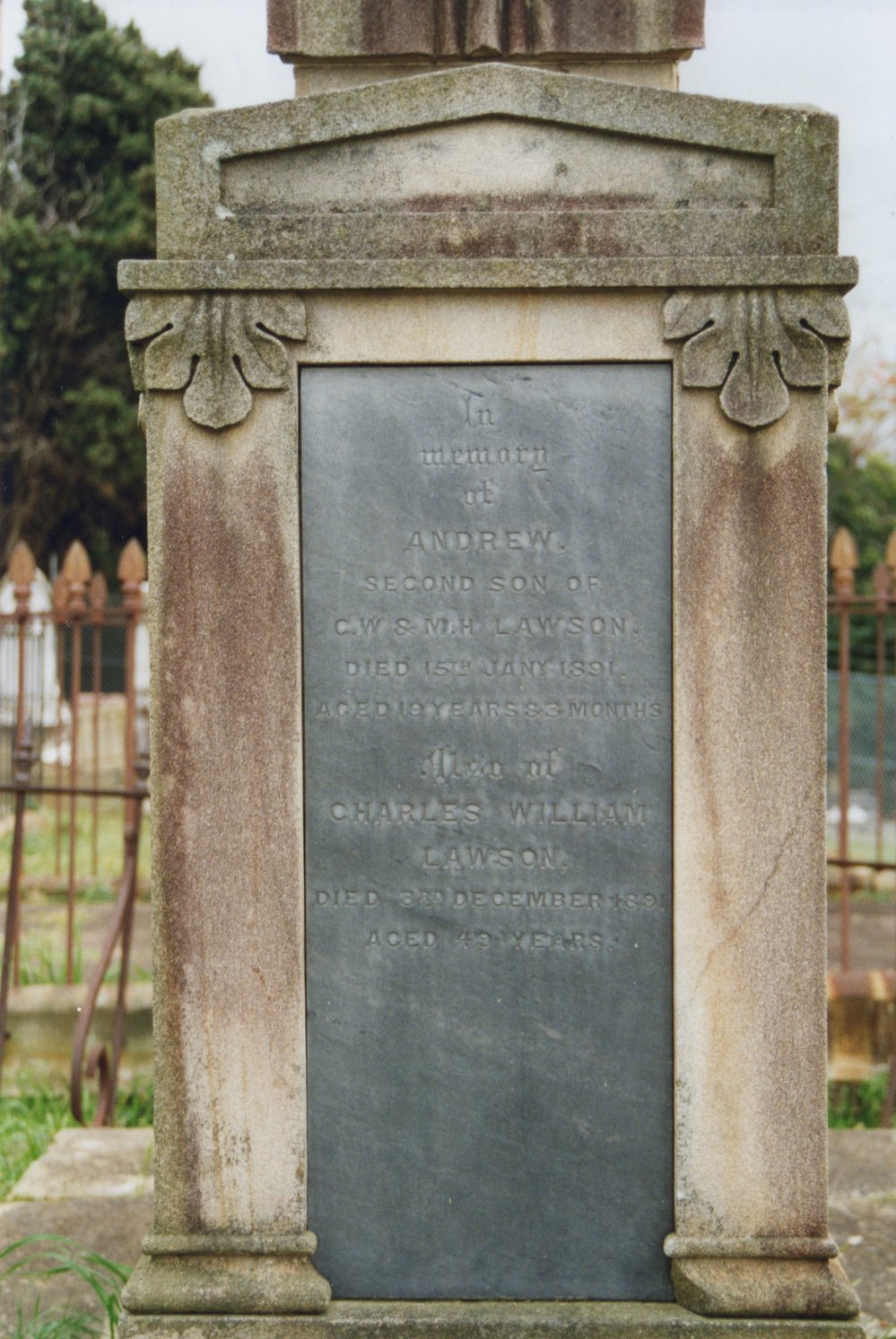Headstone of Andrew Lawson and Charles William Lawson, Prospect