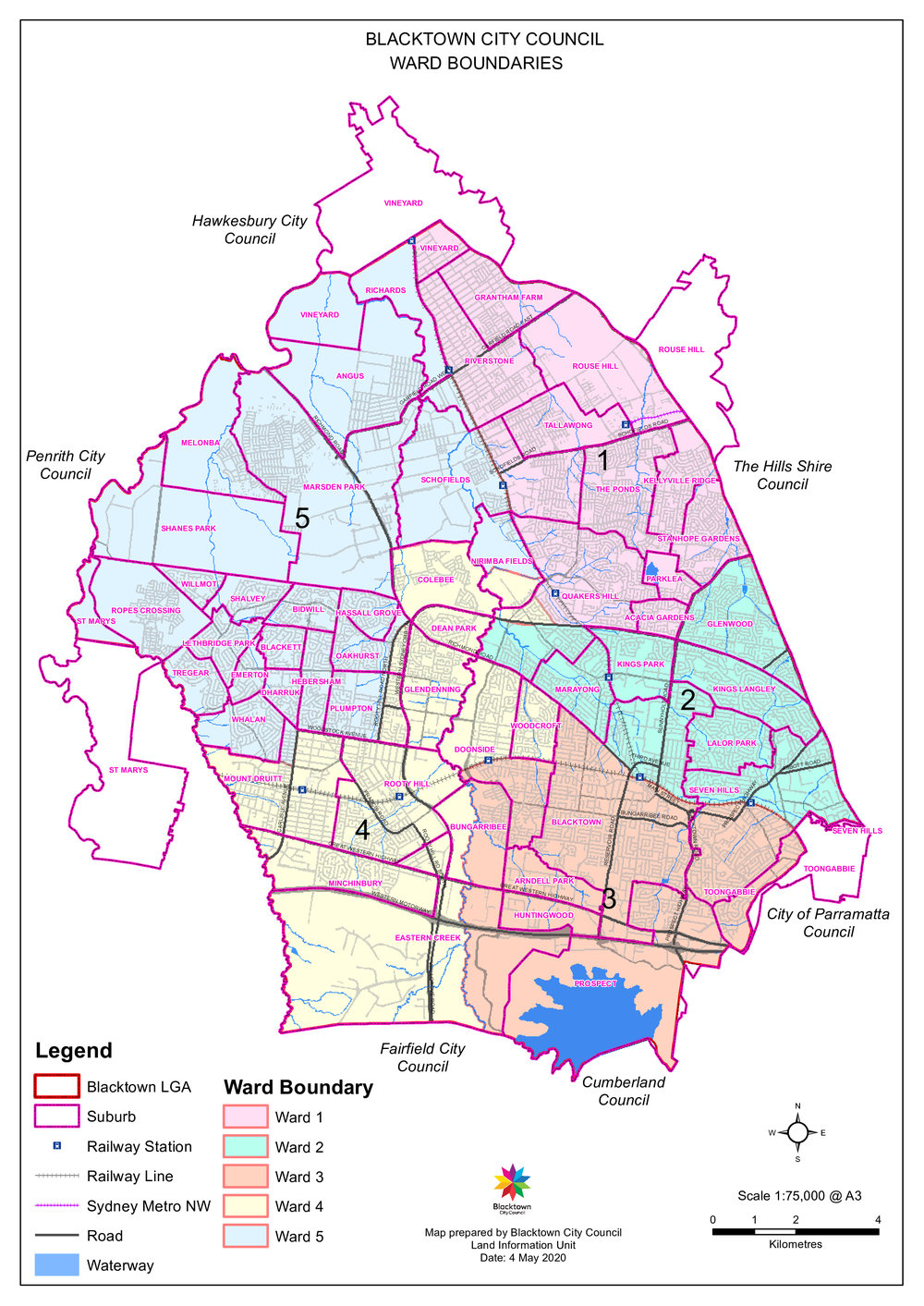 Blacktown City Council Ward Boundaries, 2020