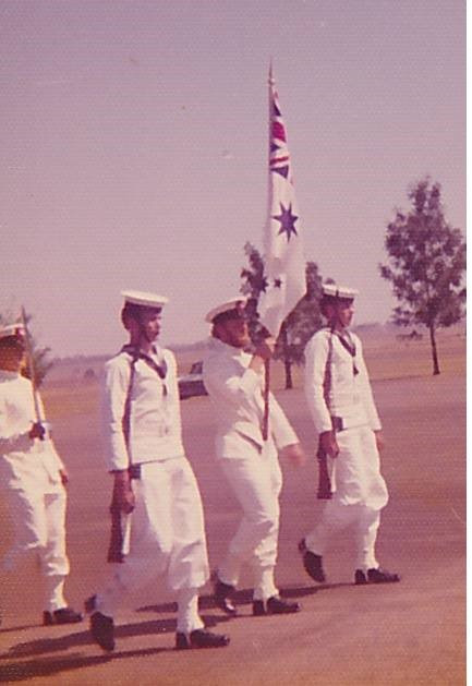 Colour Guard, Passing Out Parade, HMAS Nirimba, 1974