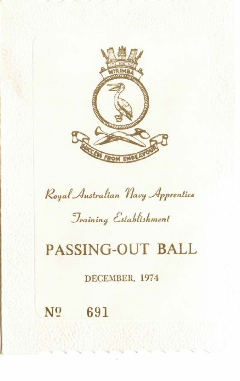 Royal Australian Navy Apprentice Training Establishment, Passing Out Ball, December 1974