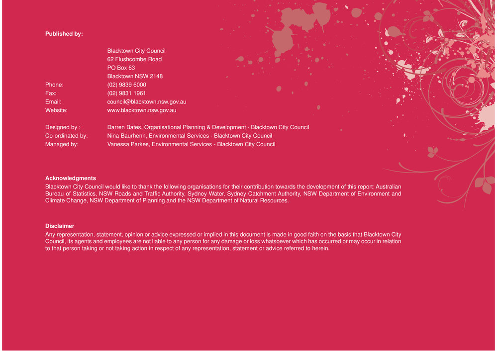 Blacktown City State of the Environment Report, 2006-2007