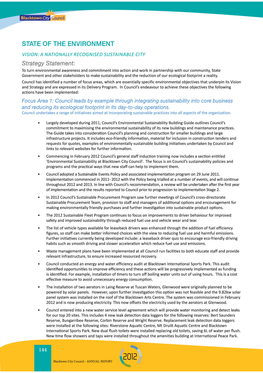 Blacktown City State of the Environment Report, 2011-2012