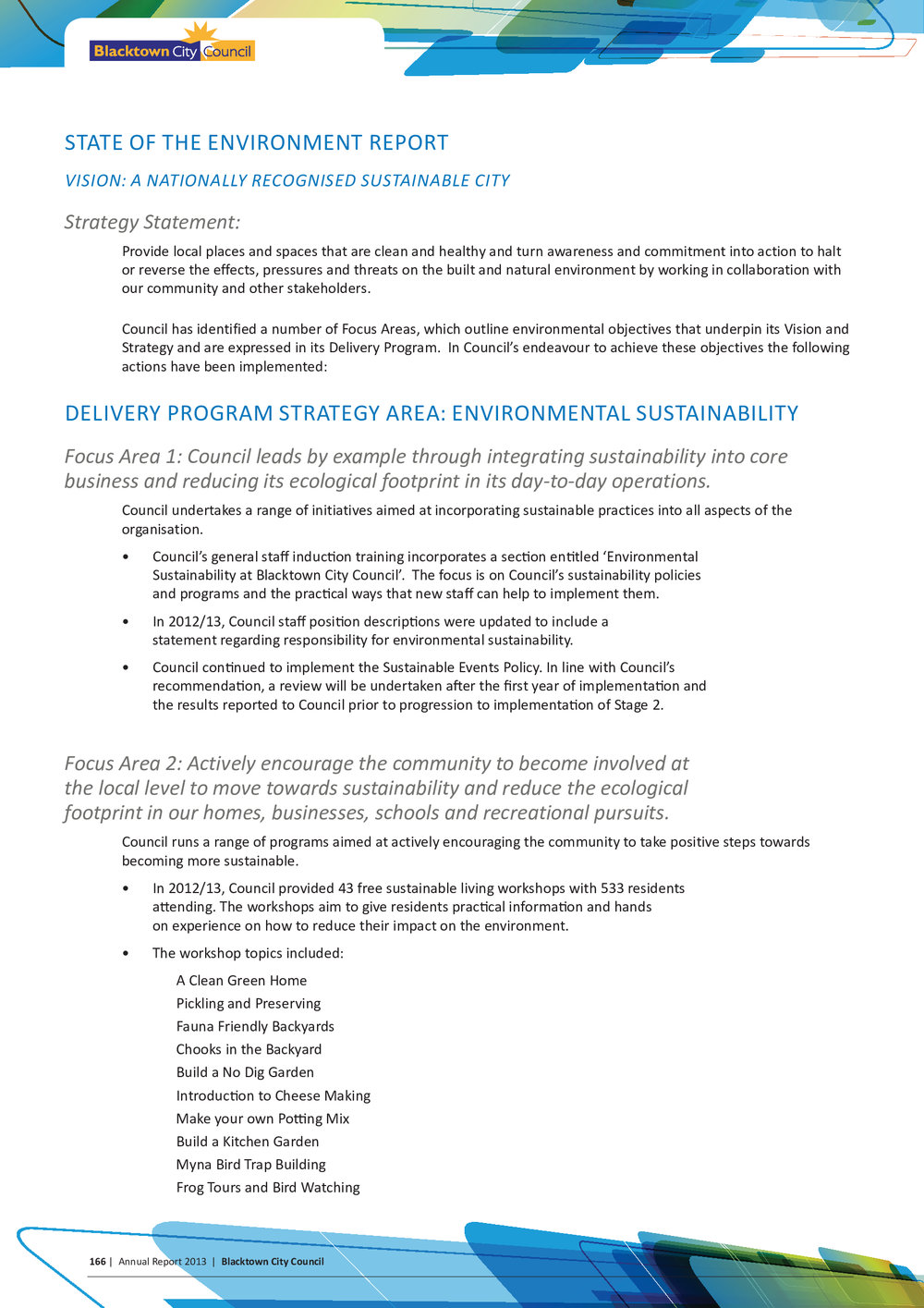 Blacktown City State of the Environment Report, 2012-2013