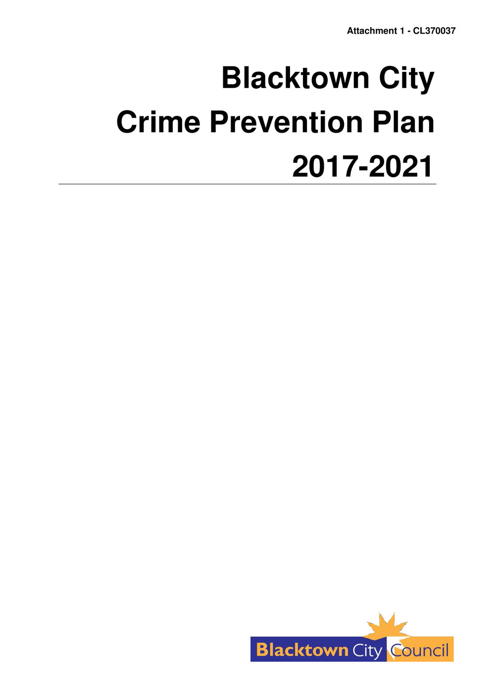 Blacktown City Crime Prevention Plan 2017-2021
