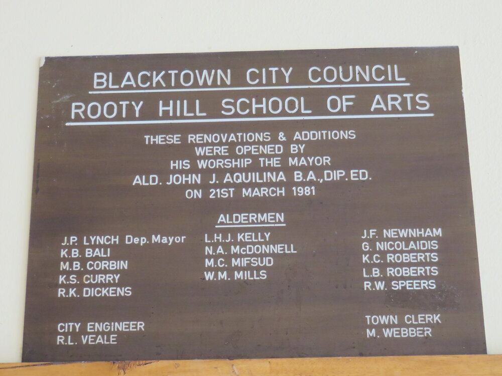 Rooty Hill School of Arts, Rooty Hill - Plaque