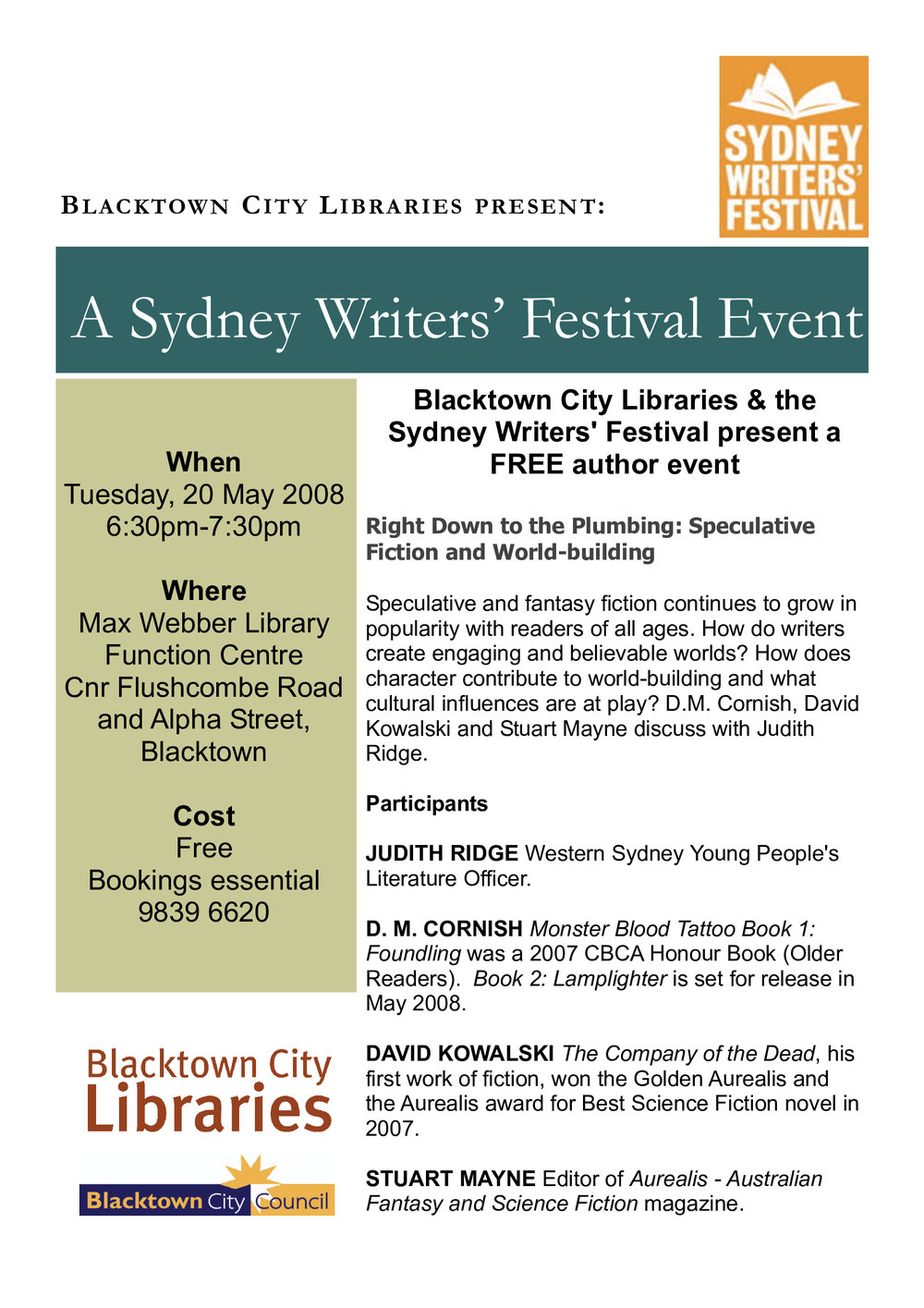 Sydney Writers' Festival, 2008