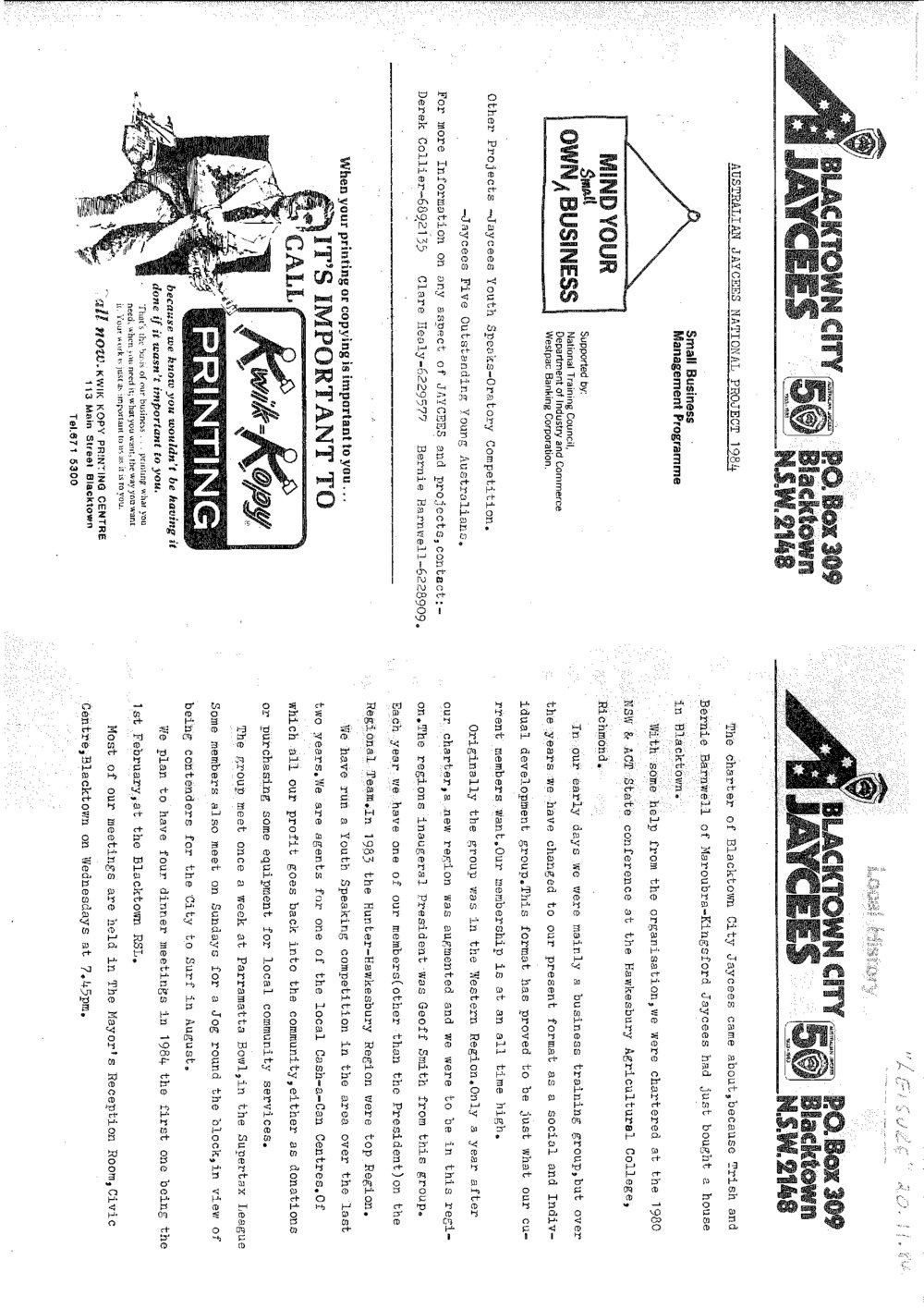 Blacktown Jaycees, 1984