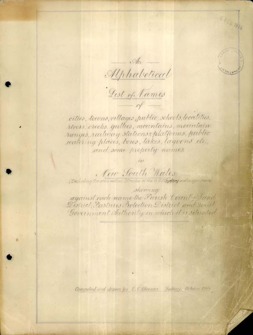 An Alphabetical List of Names - Introduction, 1954