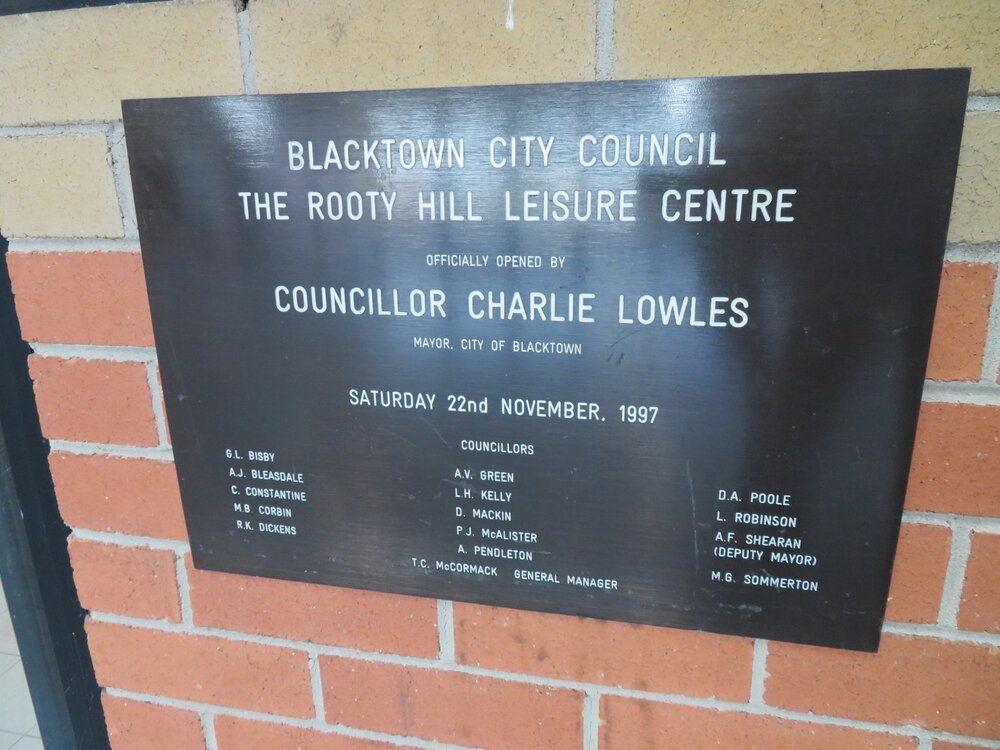 Rooty Hill Leisure Centre, Rooty Hill - Plaque