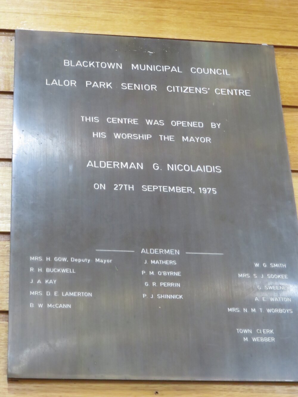 Lalor Park Senior Citizens Centre - Plaque
