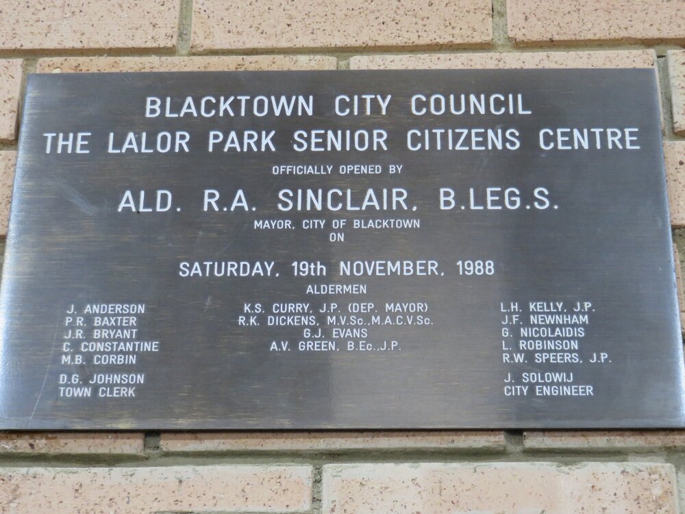 Lalor Park Senior Citizens Centre - Plaque