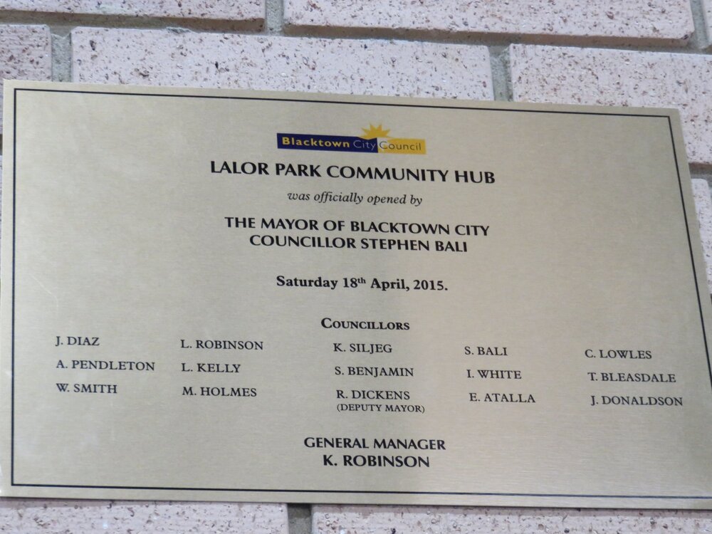 Lalor Park Community Hub, Lalor Park - Plaque