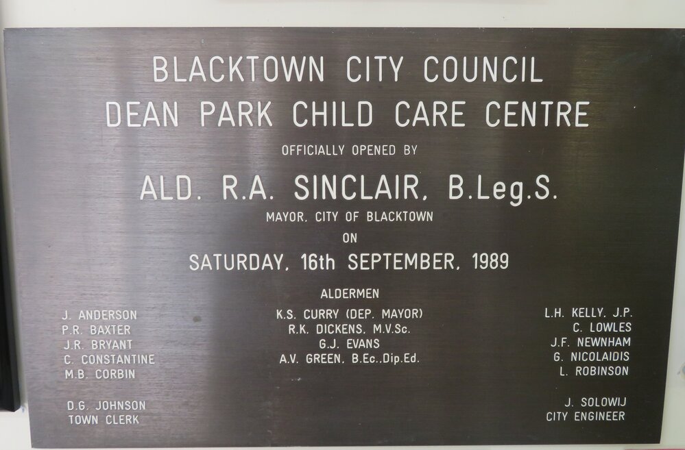 Dean Park Child Care Centre, Dean Park - Plaque