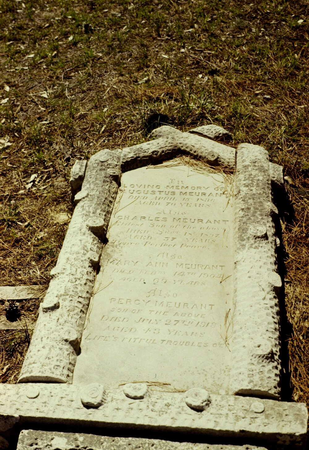 Headstone of Augustus Meurant, Charles Meurant, Mary Ann Meurant and Percy Meurant
