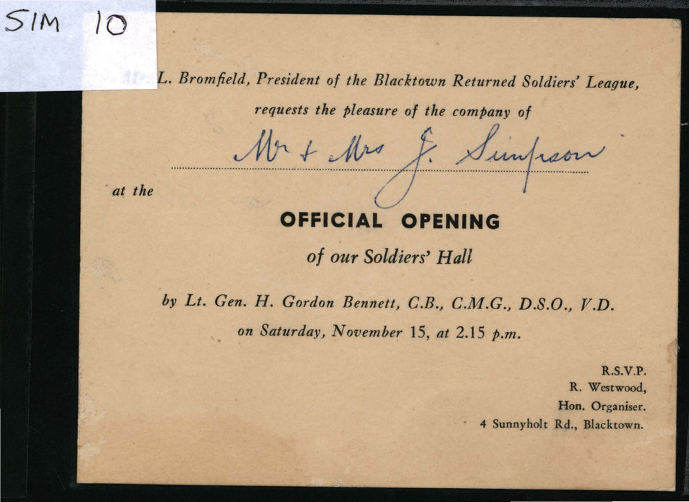 Official Opening of the Soldier's Hall, Blacktown, ?1953