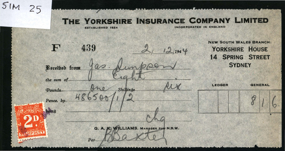 Receipt of receiving money, 1944