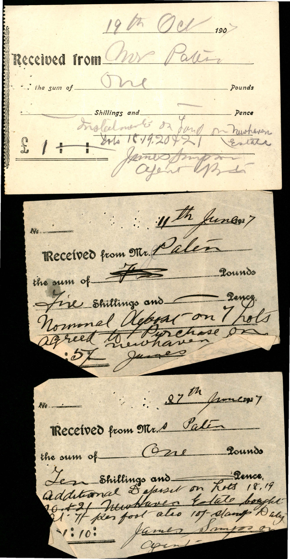 Deposit/Payments for Blocks 18,19, 20 and 21 Newhaven Estate, Blacktown, 1917-1918