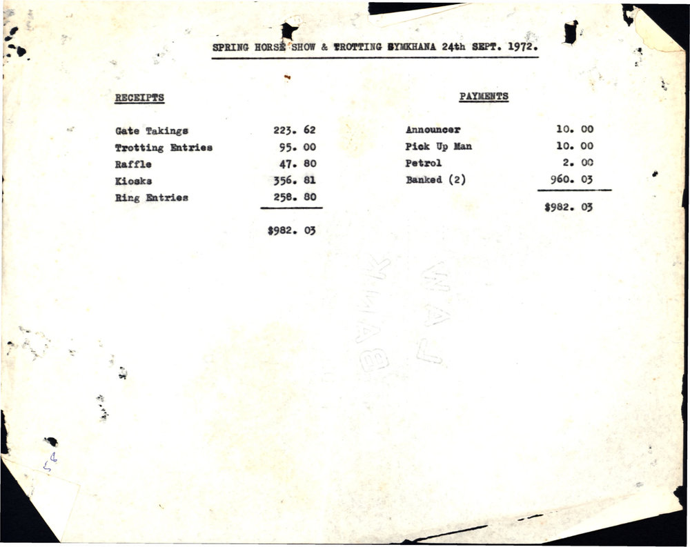 Spring Horse Show and Trotting Gymkhana, 1972