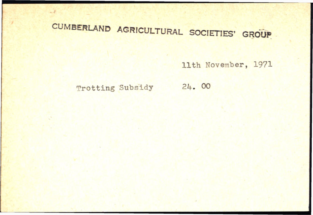Receipts for Showground events, 1970s