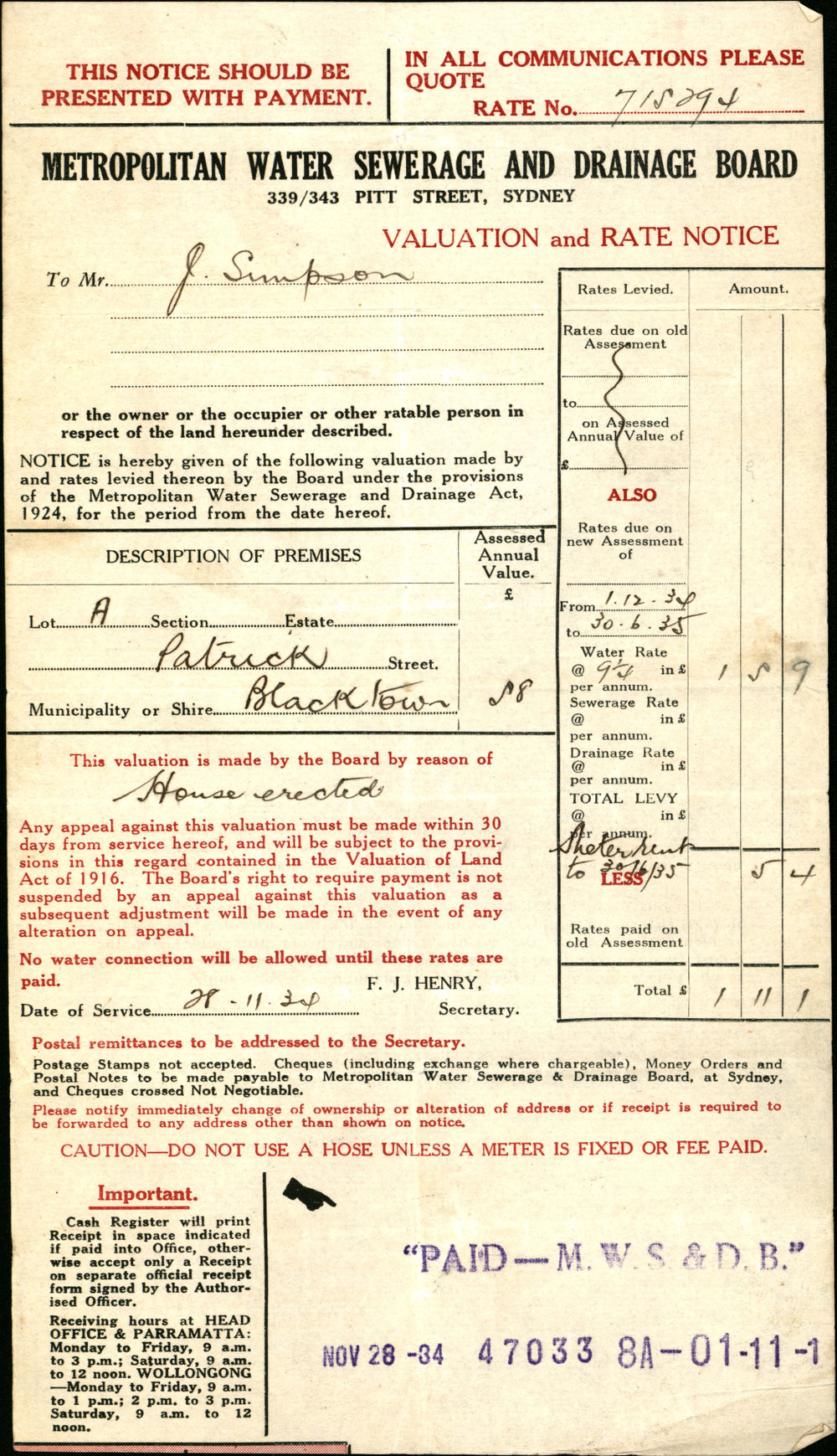 Valuation and Rate Notice