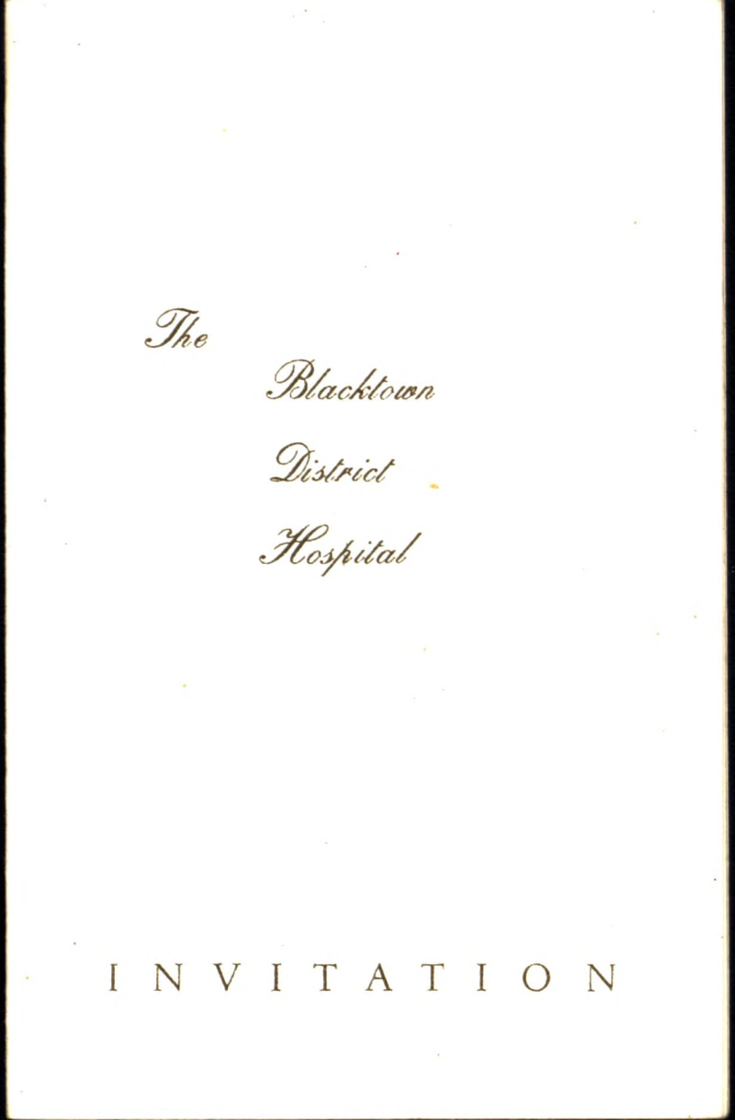 Blacktown District Hospital Official Opening Invitation, 1965