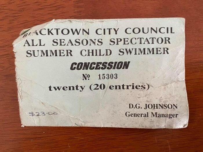 Swimming concession card