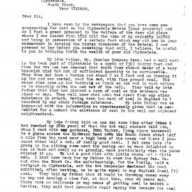  Letter from Alfred F Tompson to John Hardie, Clydesdale