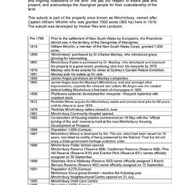 Minchinbury suburb timeline
