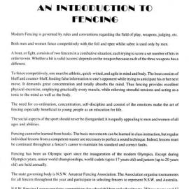 An Introduction to Fencing, Blacktown City Games 1991