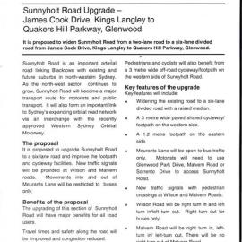 Sunnyholt Road upgrade, 2002
