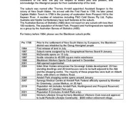Arndell Park suburb timeline