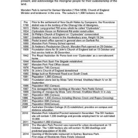 Marsden Park suburb timeline