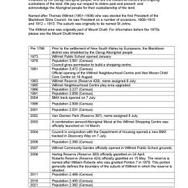 Willmot suburb timeline