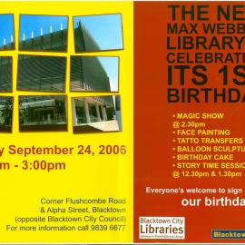 Max Webber Library, first birthday 2006