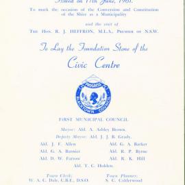 Foundation stone laying, Civic Centre, Blacktown, 1961
